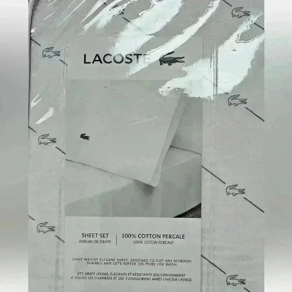 NIP Lacoste Full sheet set 100% cotton alligator print - Picture 2 of 2